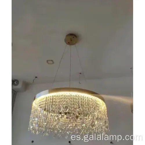 Luz colgante de cristal de oro de oro para bodas elegantes